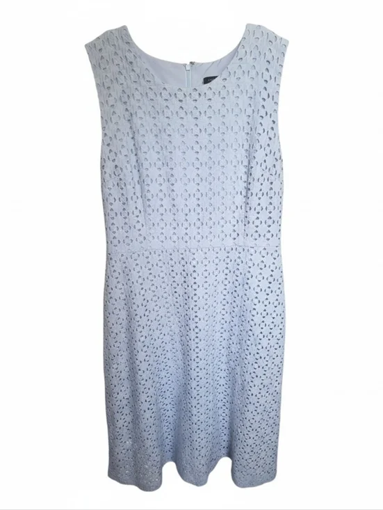 Ann Taylor Sleeveless Light Blue Eyelet A-Line Dress - Picture 3 of 5